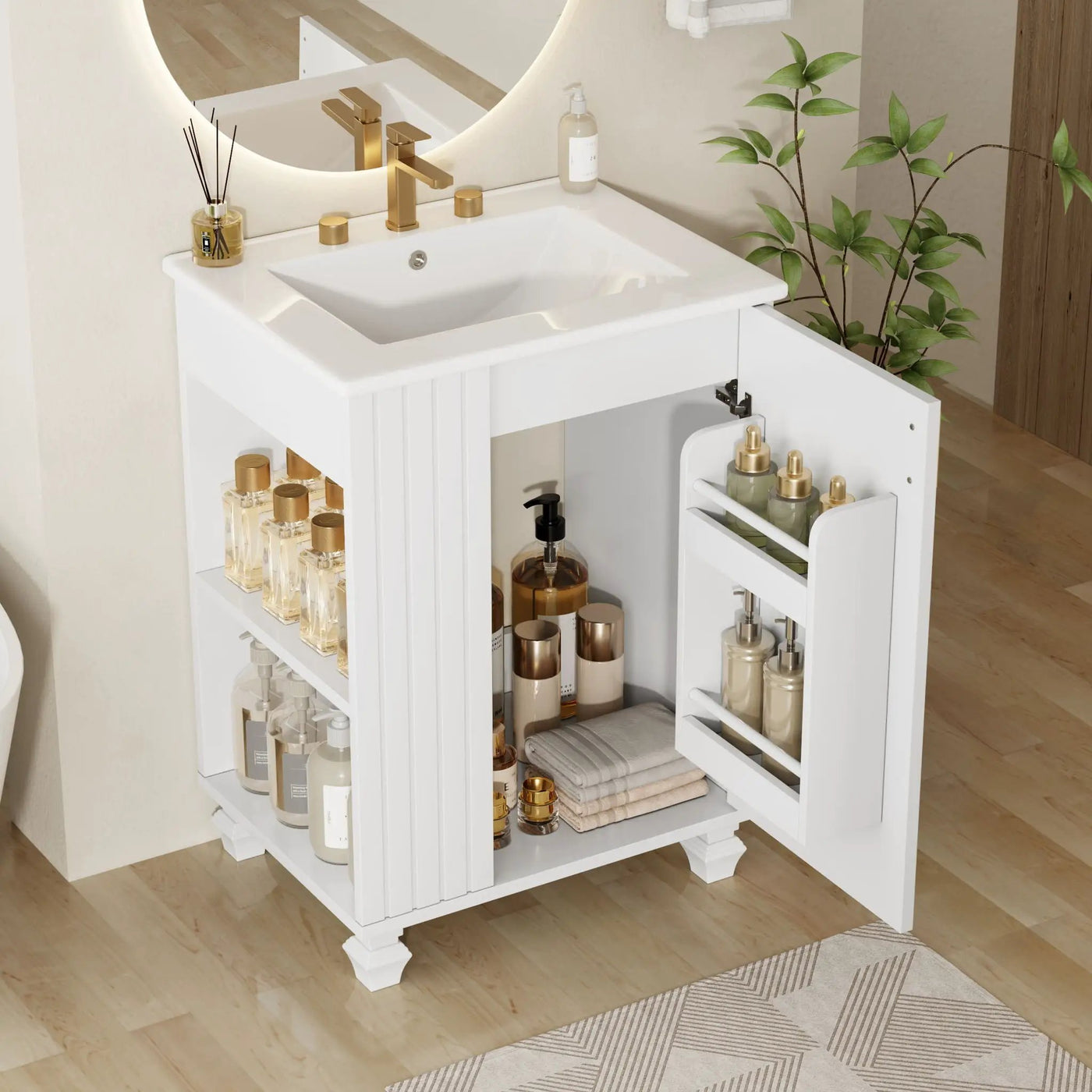 Classic Retro Bathroom Vanity With Sink, Door Shelf, Side Open Storage Frame by HouseOfZazla