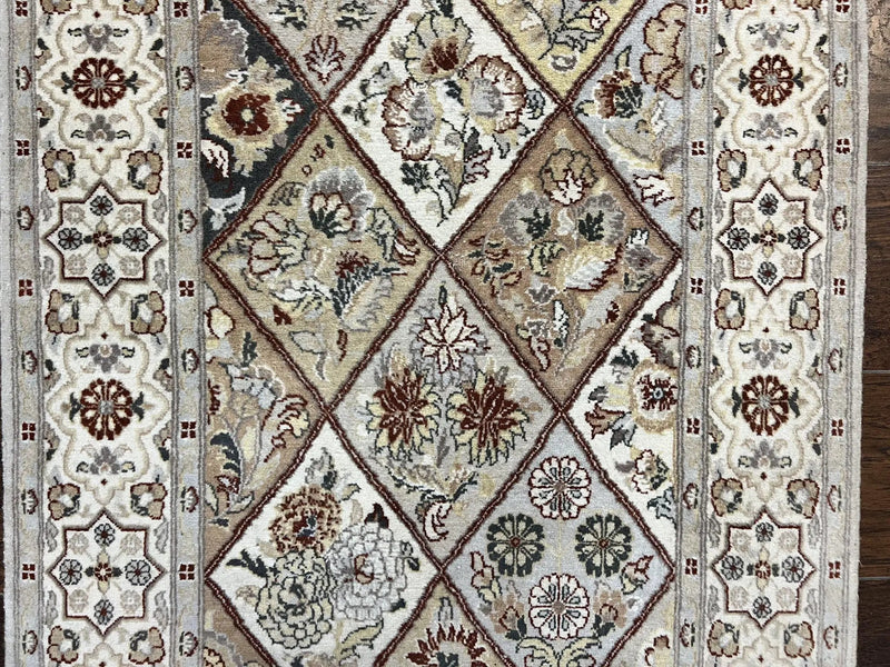 Pak Persiann Runner Rug 2.7 x 12, Handmade Wool Vintage Hallway Rug, Panel Design by Jewel Rugs