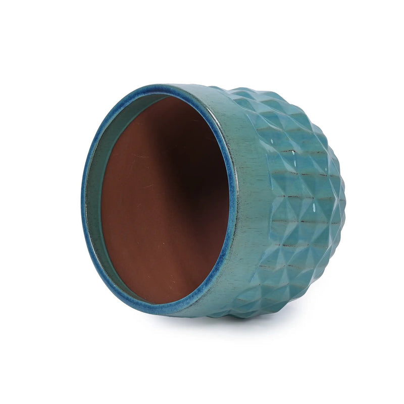 Handmade Ceramic Planter Pots Set of 3, Vintage Turquoise by HouseOfZazla