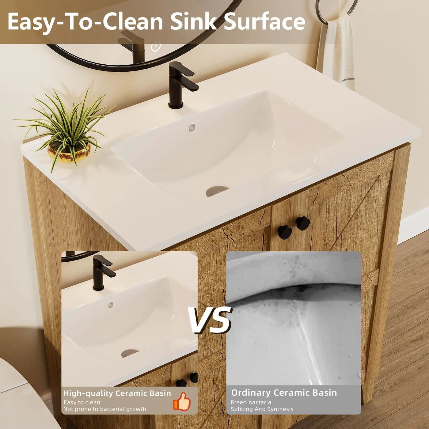 Folding Floor Cabinet With Ceramic Sink, Space Saving by Unique Piece Furniture