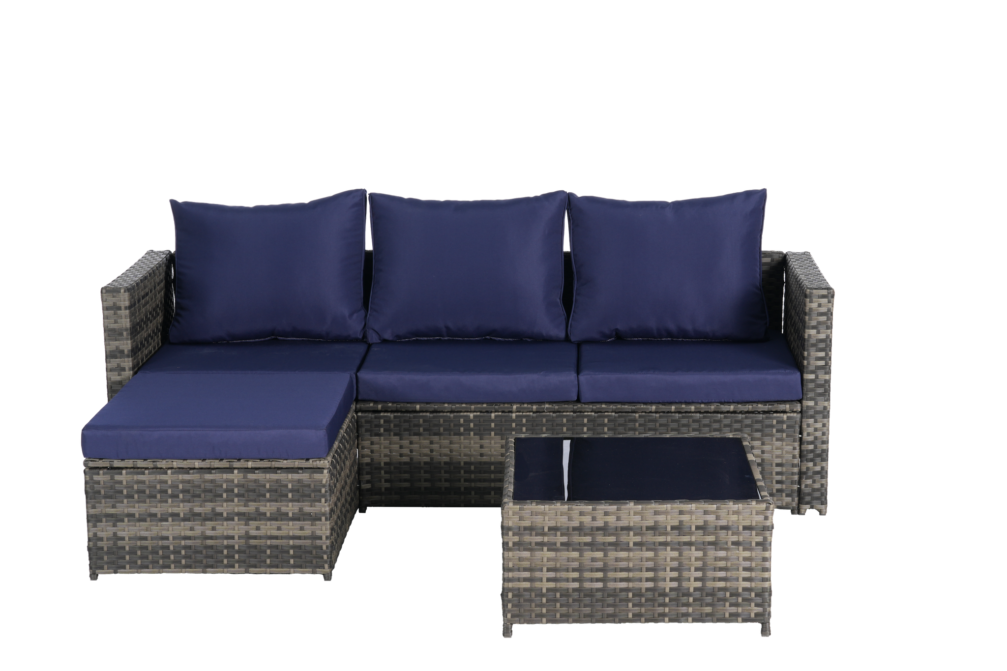 2 Pieces Patio Furniture Set, Outdoor Woven Sectional L-Shaped Patio Furniture by HouseOfZazla