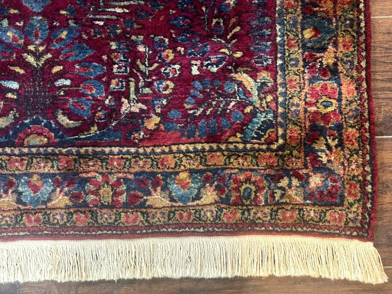 Antique Persian Sarouk Rug 3.6 x 5, Red, 1920s Persian Carpet by Jewel Rugs