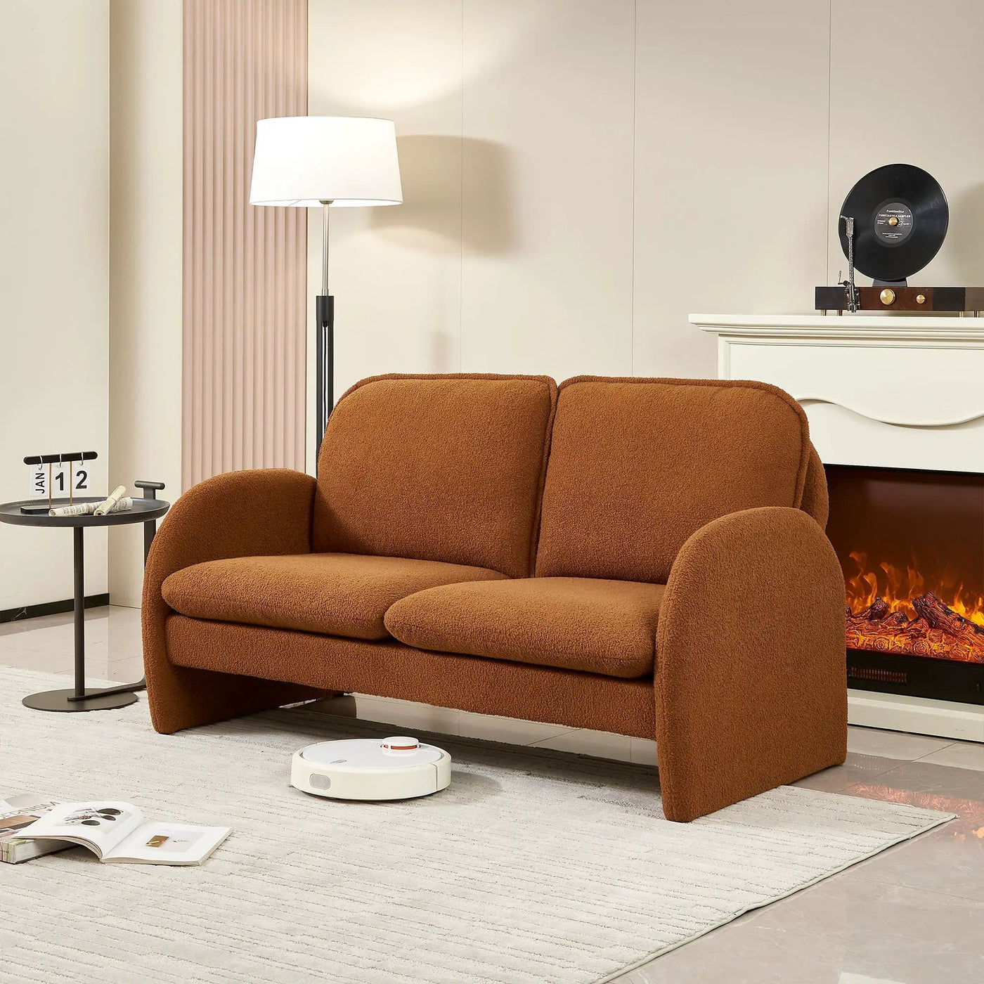 Loveseat Sofa Small Couch For Living Room, Sherpa Fabric Upholstered Loveseat Sofa Couch, Small Loveseat Sofa For Apartment, Bedroom by HouseOfZazla