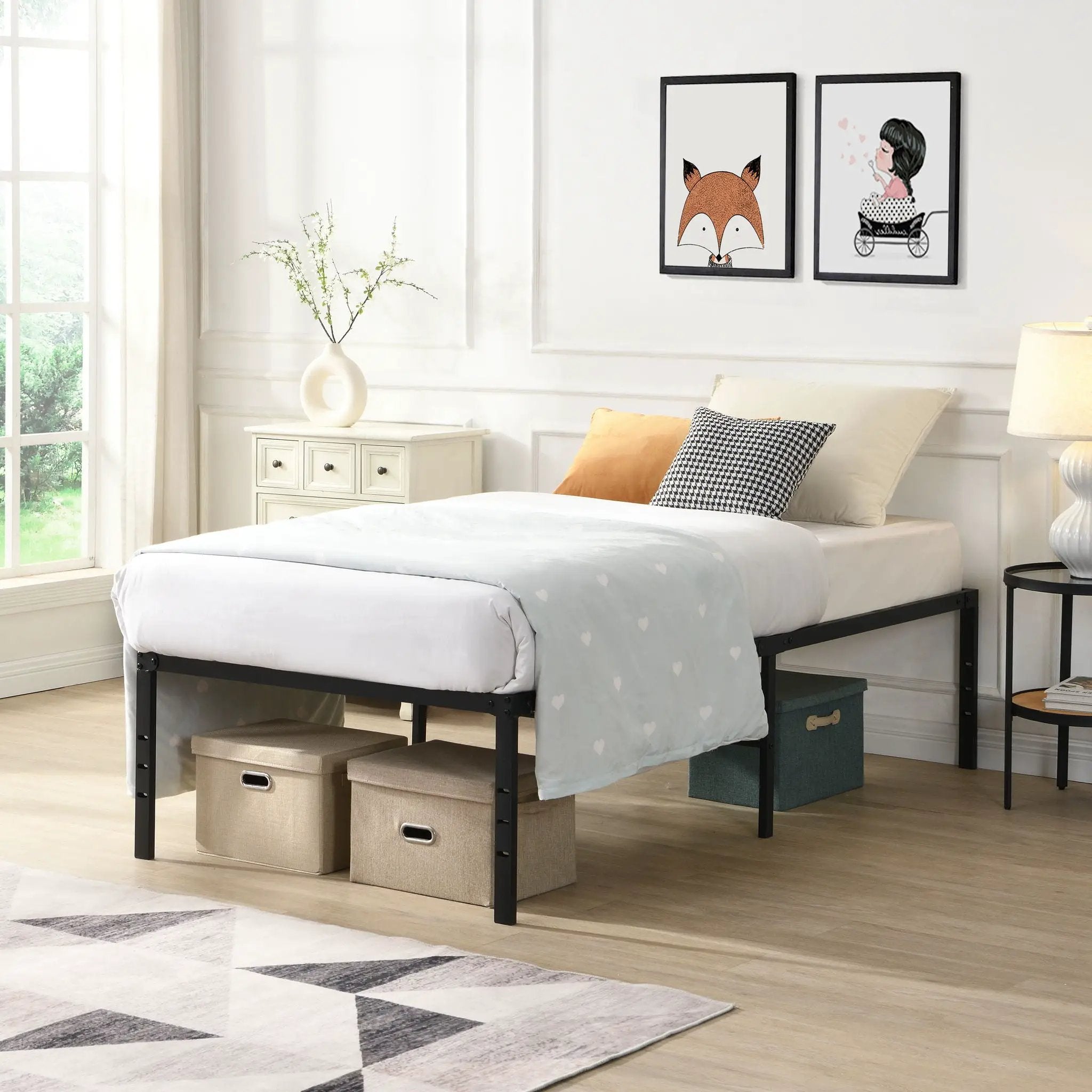 Heavy Duty Metal Bed Frame With Quiet Support by HouseOfZazla