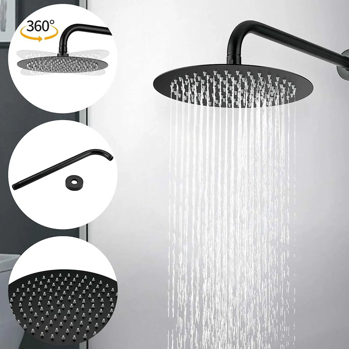 Elegant 10" Round Rain Shower Head And Handheld Set With Adjustable Tilt And Dual Modes by HouseOfZazla