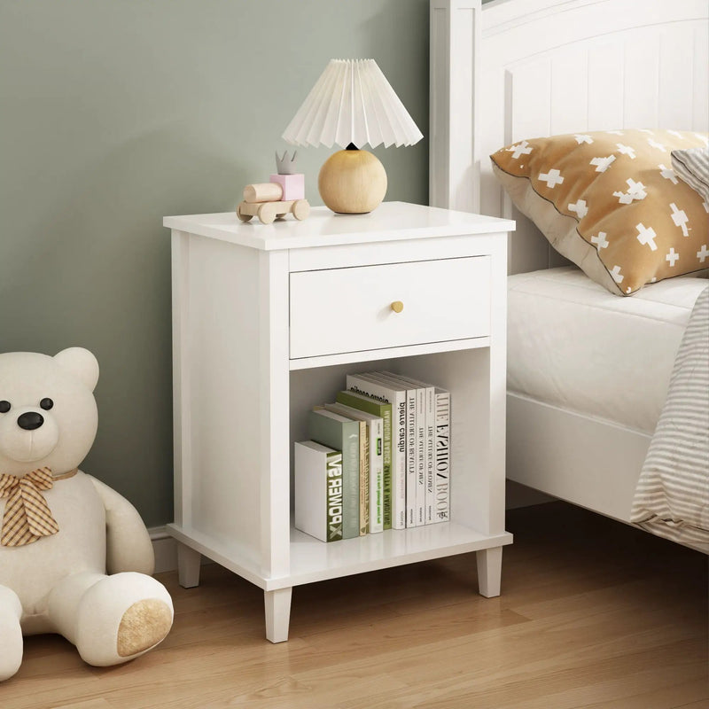 Nightstand & 1 Drawer And 1 Shelf - White by Unique Piece Furniture