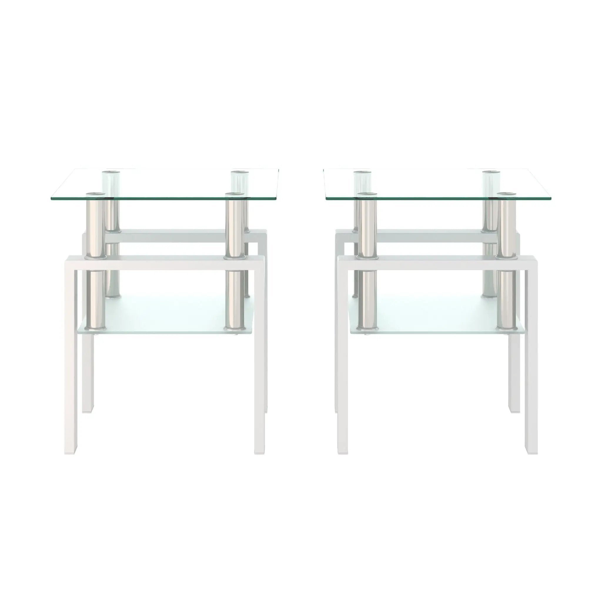 Modern Tempered Glass Tea Table, End Square Table For Living Room by Unique Piece Furniture