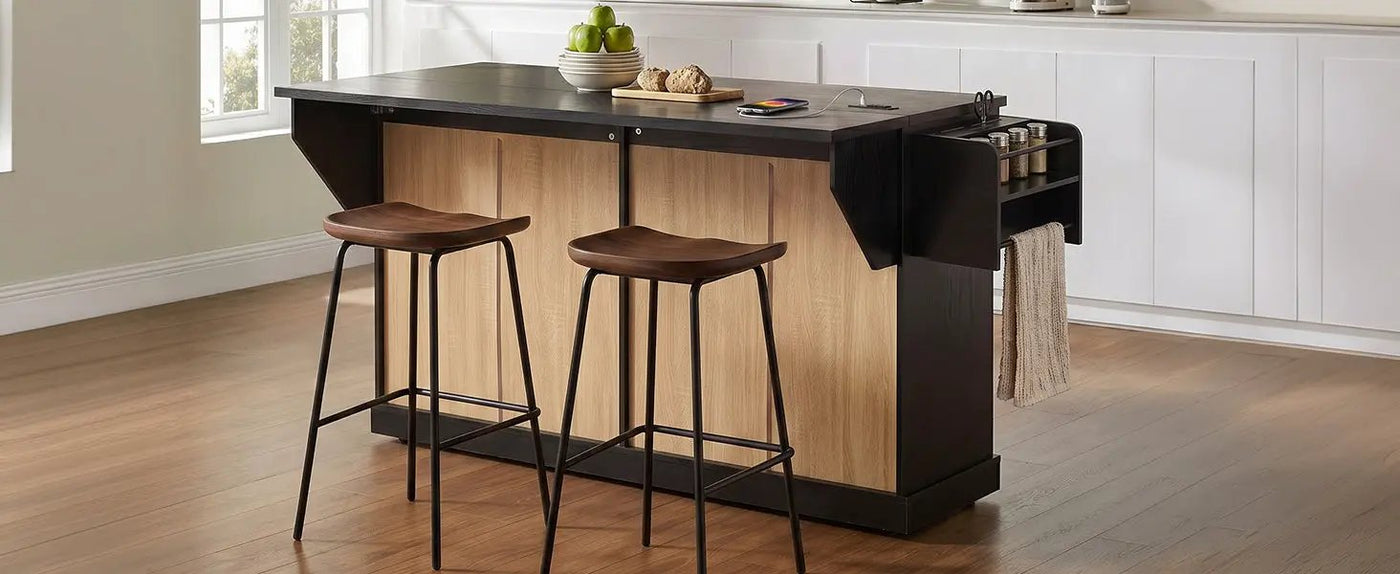 K&K 65" Kitchen Island with Storage & Drop Leaf by HouseOfZazla