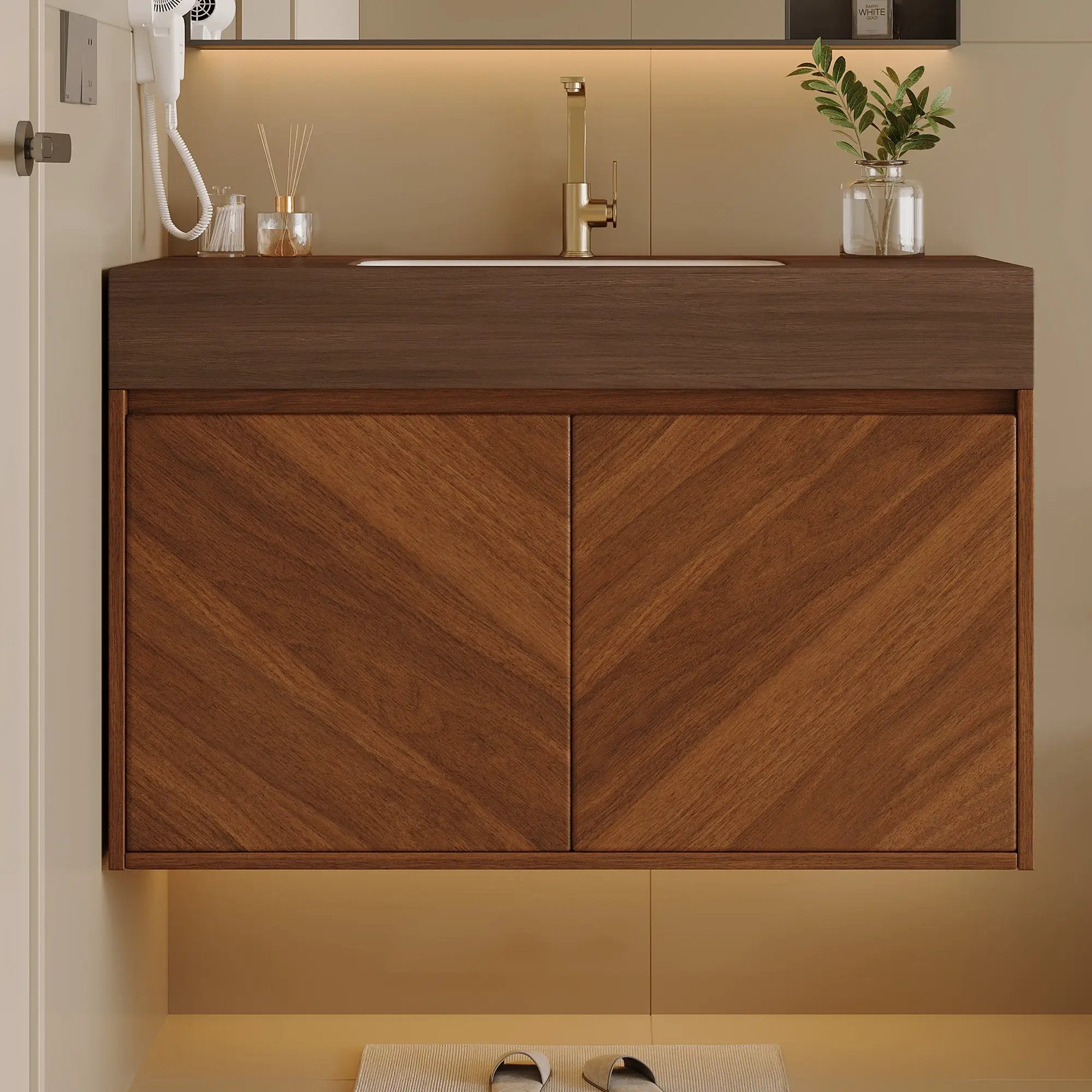 30" Modern Wall-Mounted Bathroom Vanity with Ceramic Sink by HouseOfZazla