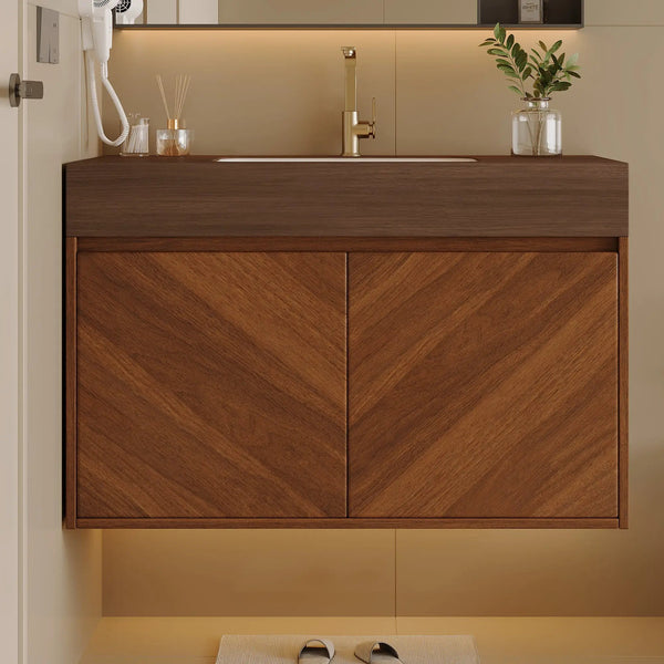 30" Modern Wall-Mounted Bathroom Vanity with Ceramic Sink, photo 2 of 10