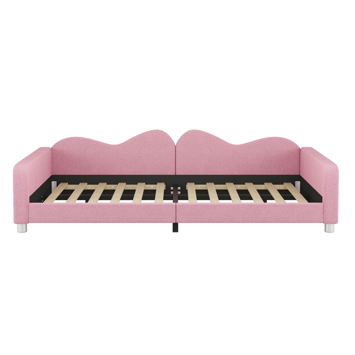 Upholstered Daybed with Cloud-Shaped Backrest - Full Size, Sherpa Fabric, photo 24 of 31