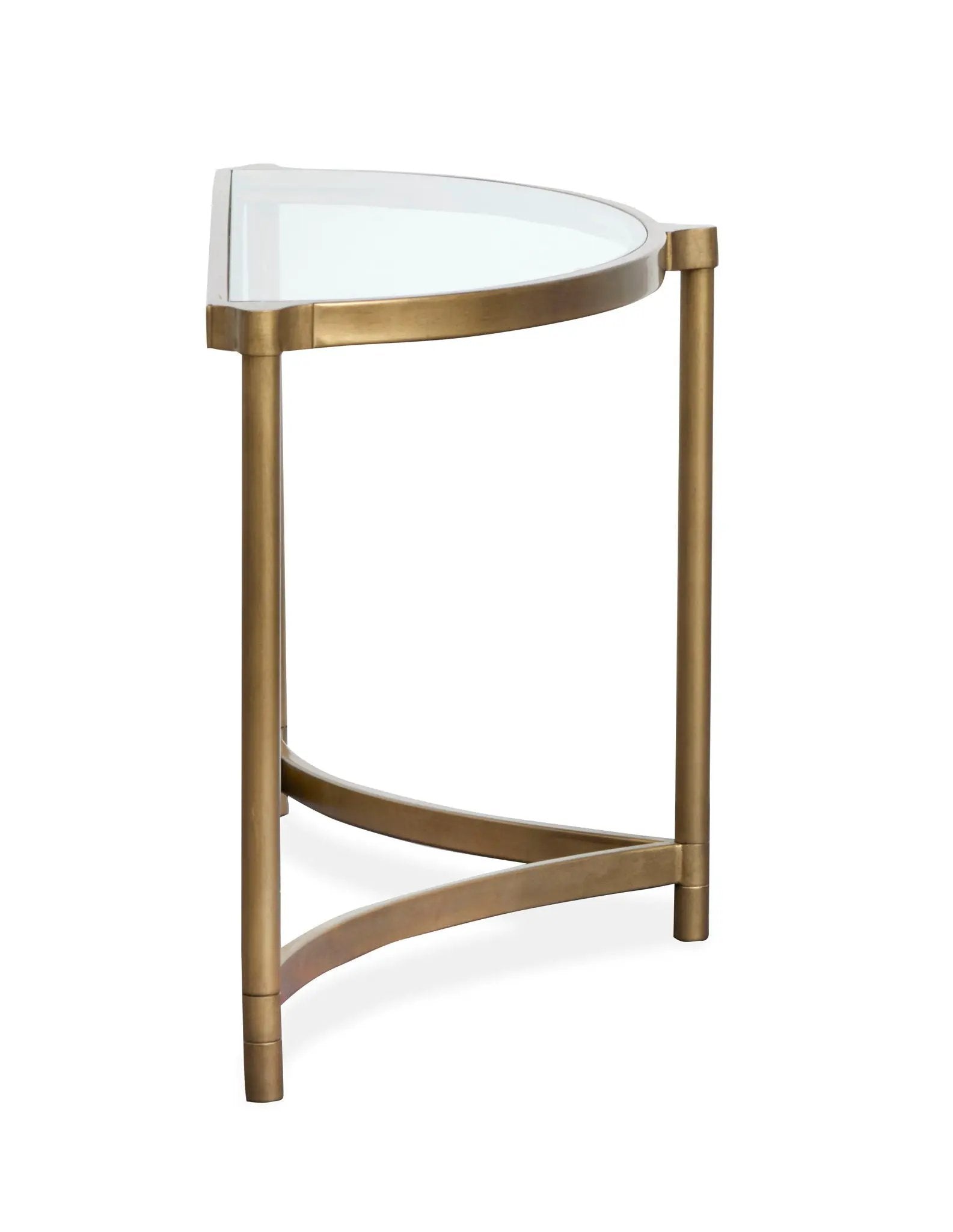 Cassidy - Demilune Sofa Table - Aged Brass And Volakas Classic by Unique Piece Furniture