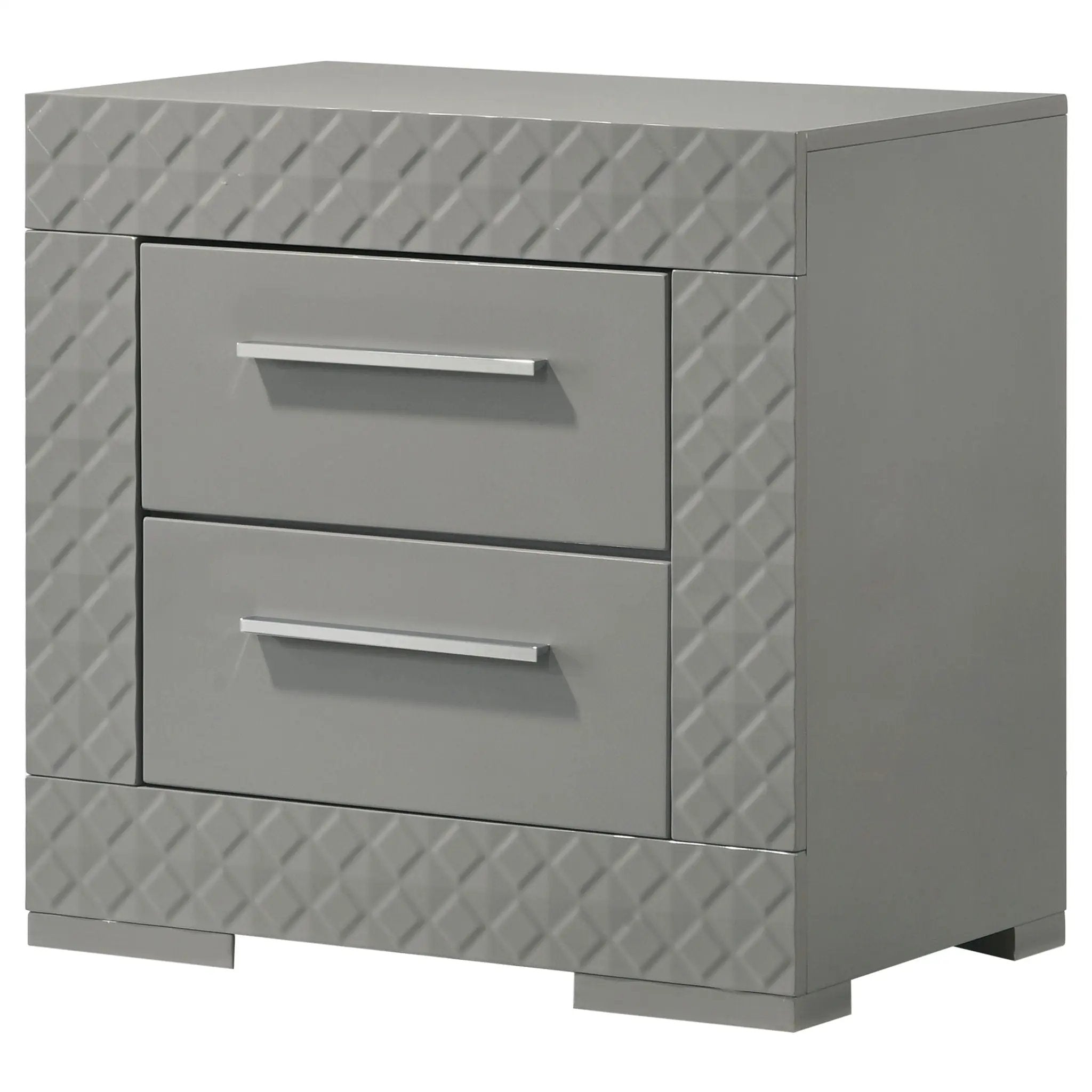 Ives 2-drawer Nightstand Bedside Table Grey High Gloss by Unique Piece Furniture