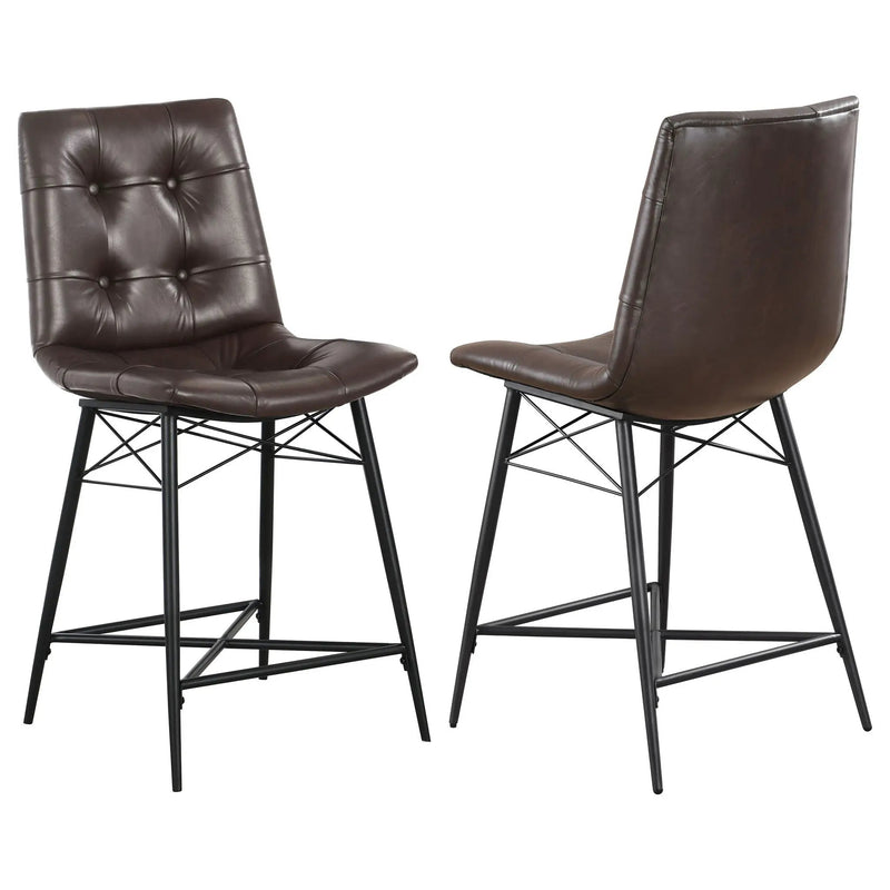 Aiken Upholstered Tufted Counter Chair Brown (Set of 2) by Unique Piece Furniture