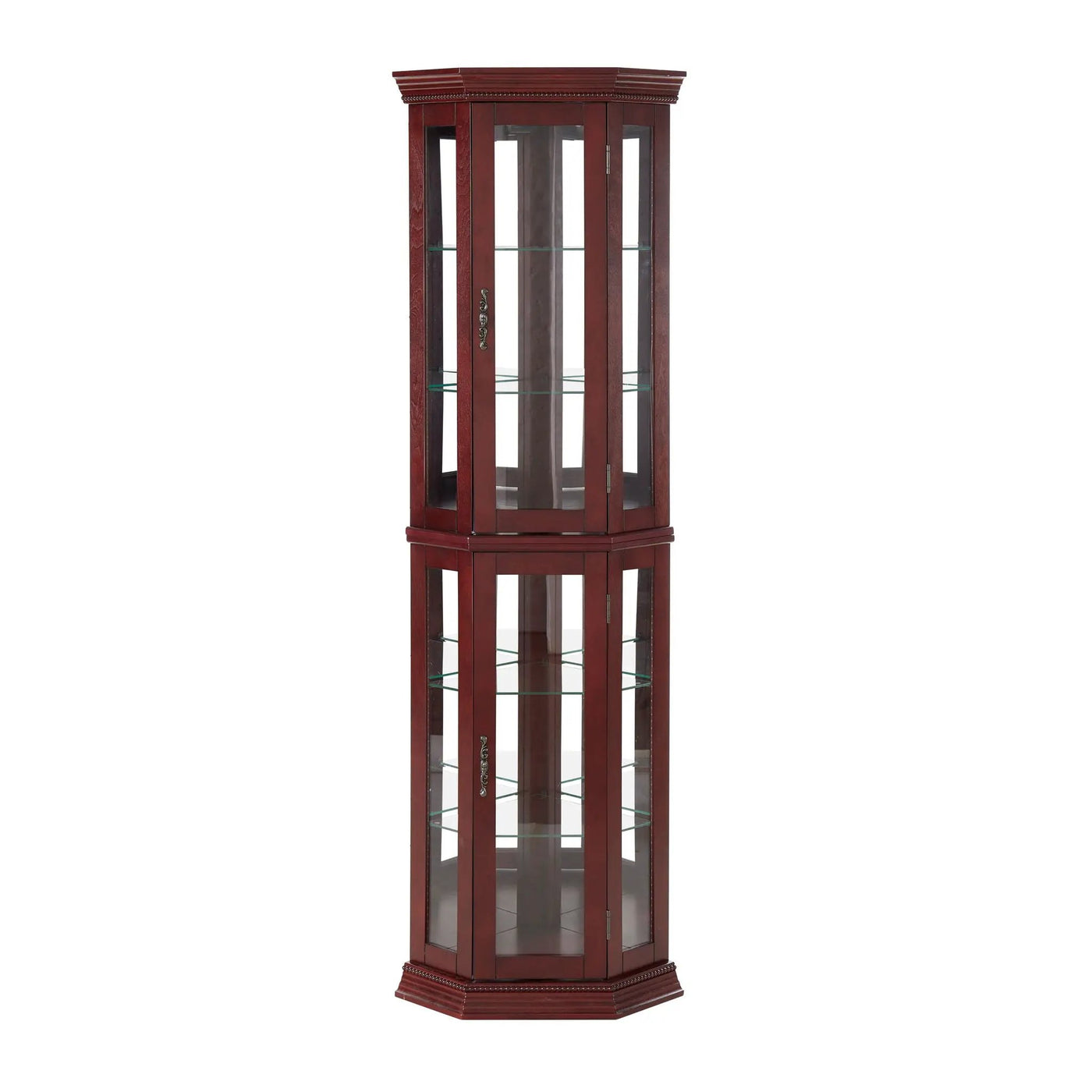 Corner Curio Cabinet With Lights, Adjustable Tempered Glass Shelves, Mirrored Back, Display Cabinet (E26 Light Bulb Not Included) by HouseOfZazla