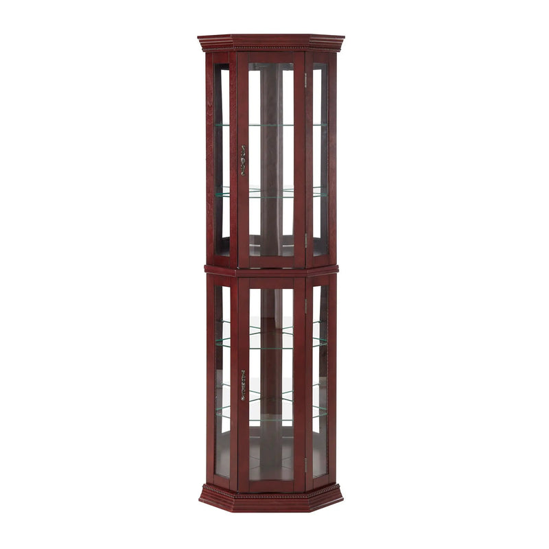 Corner Curio Cabinet With Lights, Adjustable Tempered Glass Shelves, Mirrored Back, Display Cabinet (E26 Light Bulb Not Included) by HouseOfZazla