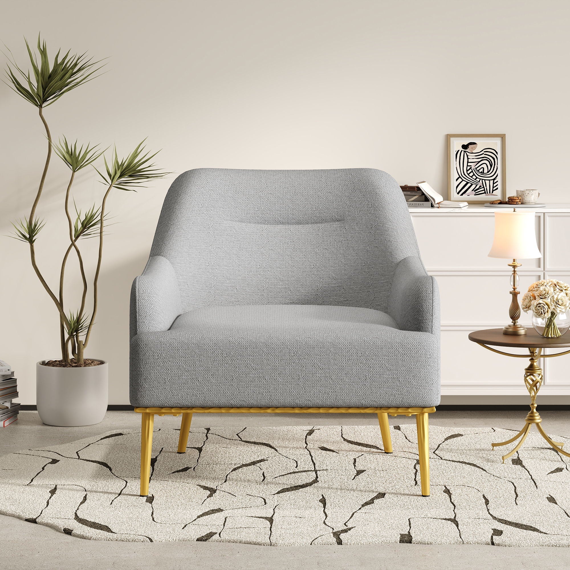 Modern Elegance Accent Chair With Curved Backrest by HouseOfZazla