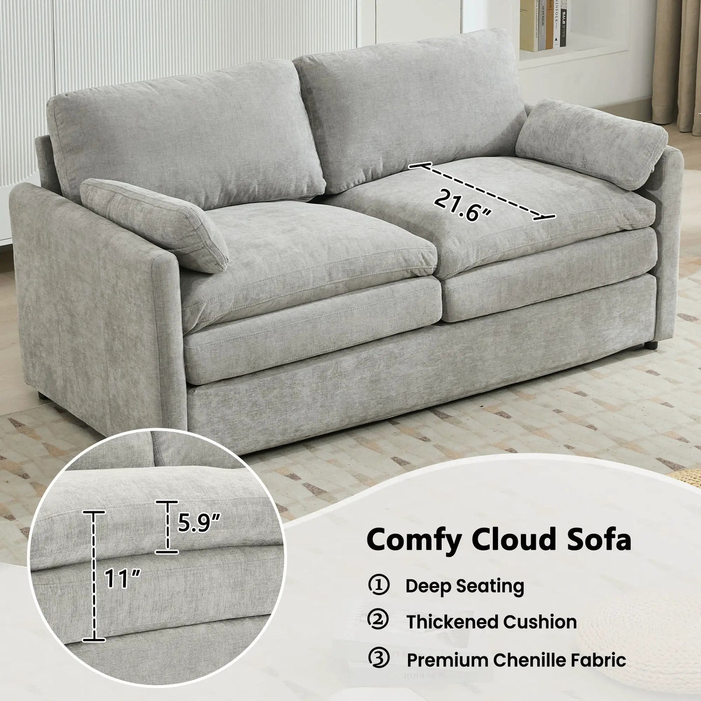 Cozy Upholstered Cushion Loveseat Sofa For Living Room by HouseOfZazla