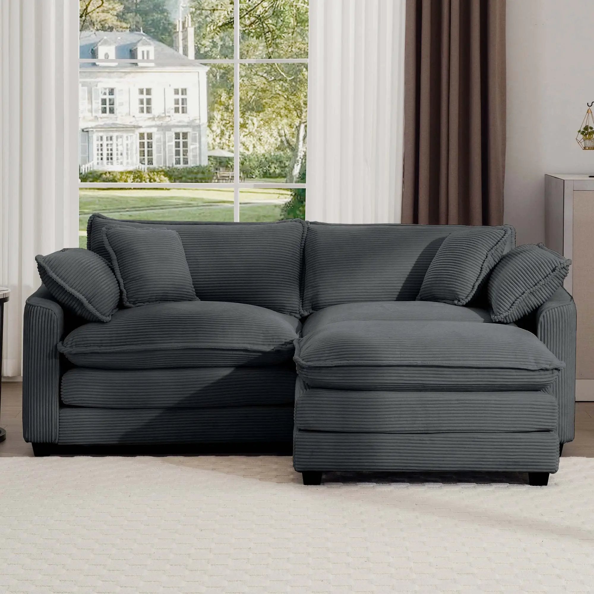 Modern Oversized Modular Cushion Sofa With Ottoman, Low Back, Deep Seating Sofa Set by Unique Piece Furniture