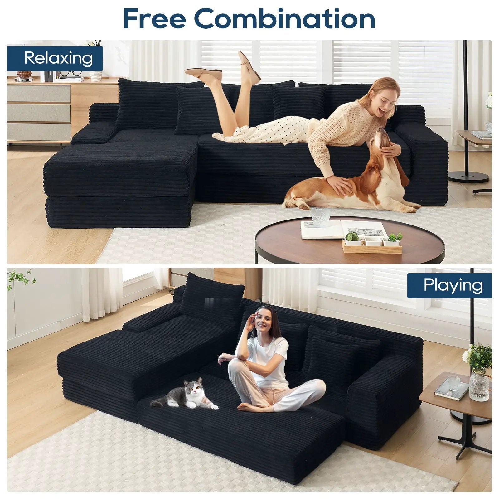 Modern L - Shaped Sectional Couch With Memory Foam by Unique Piece Furniture