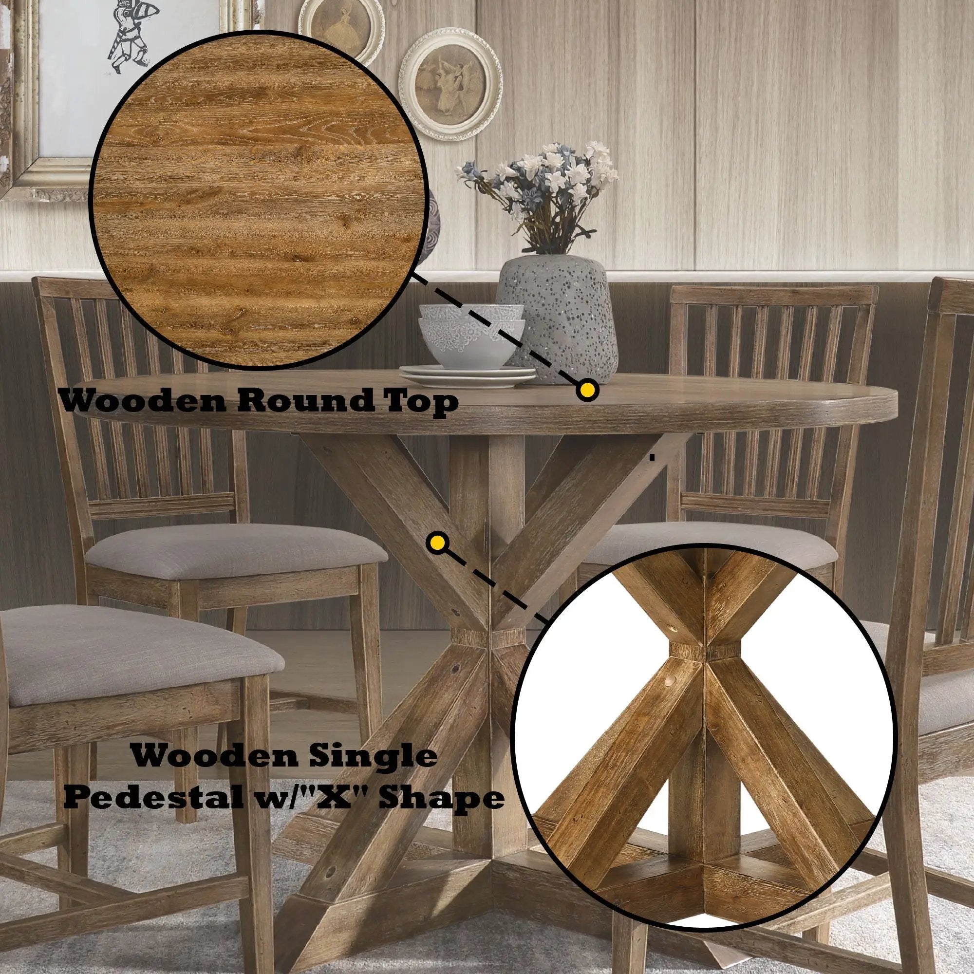 Wallace II - Weathered Dining Table - Oak by Unique Piece Furniture
