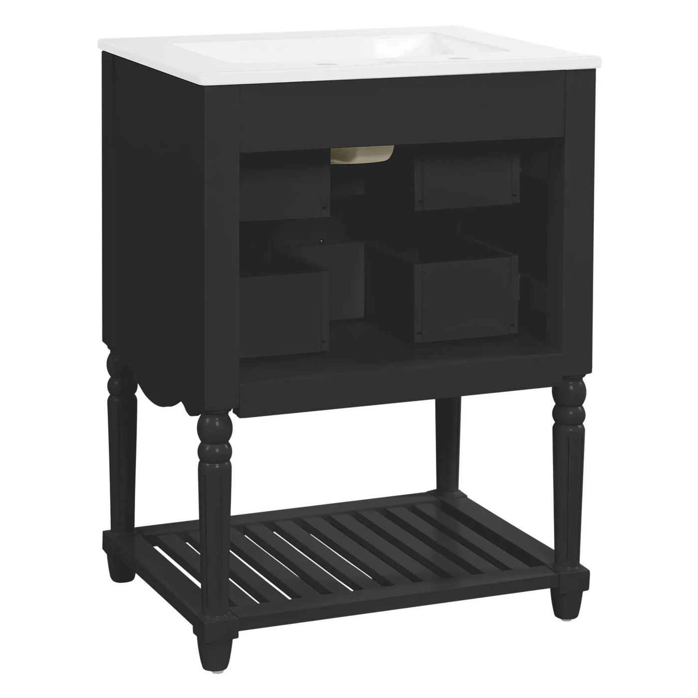 Wave Design Bathroom Vanity With Sink, 2 Drawers And Open Shelf by HouseOfZazla