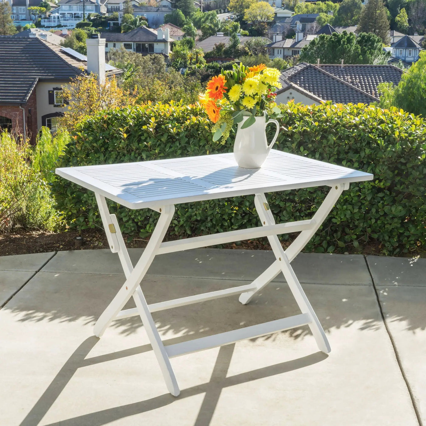 Blissique Outdoor Foldable Wood Dining Table With Slat Design by HouseOfZazla