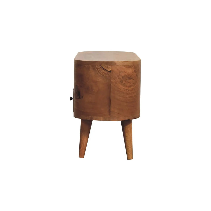 Solid Wood Mini Rounded Entertainment Unit, Nordic Legs by HouseOfZazla