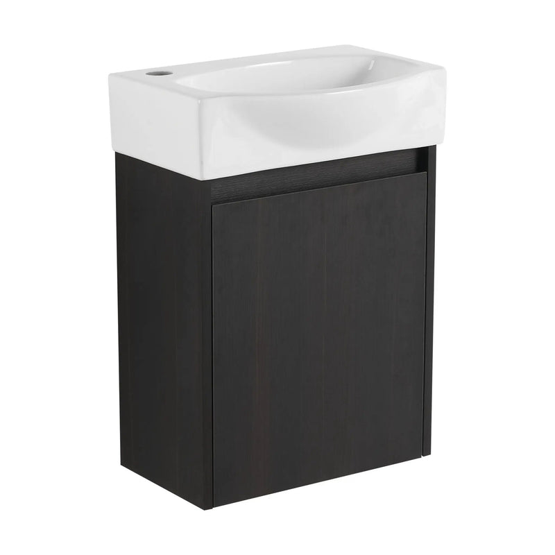 Modern Bathroom Vanity With Ceramic Basin, Wall Mounted Floating Sink Combo, Storage Cabinet by Unique Piece Furniture