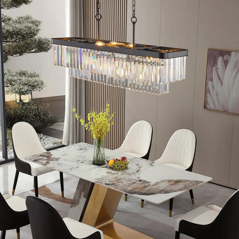 Rectangular Crystal Chandelier Adjustable by HouseOfZazla