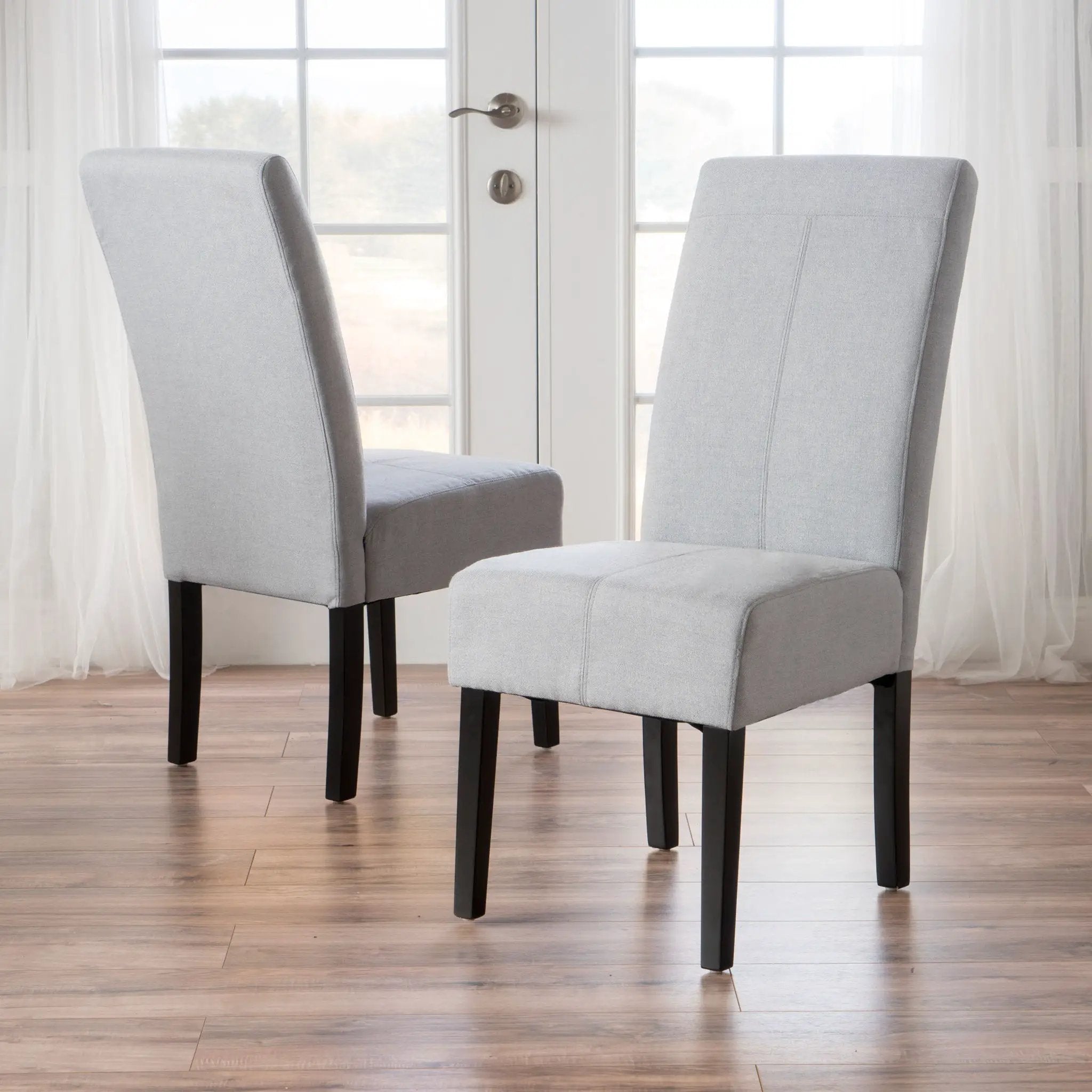 Amaranthine Upholstered Dining Chair With High Back And Wood Legs (Set of 2) - Light Gray by HouseOfZazla
