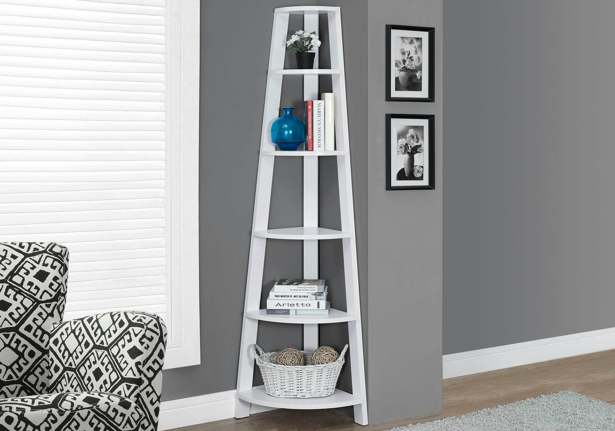 5-Tier Corner Bookshelf with Fixed Shelves - Particle Board, Black, White, Dark Brown, Dark Gray, photo 10 of 16