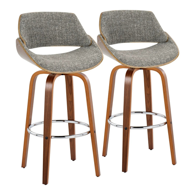 Fabrizzi - Mid Century Modern Fixed Height Barstool With Swivel With Round Footrest (Set of 2) by Unique Piece Furniture