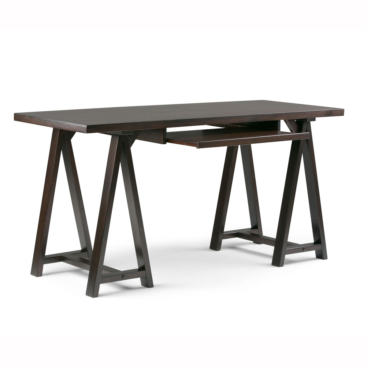Handcrafted Sawhorse Writing Desk with Solid Wood Construction - Dark Brown or White, photo 6 of 15