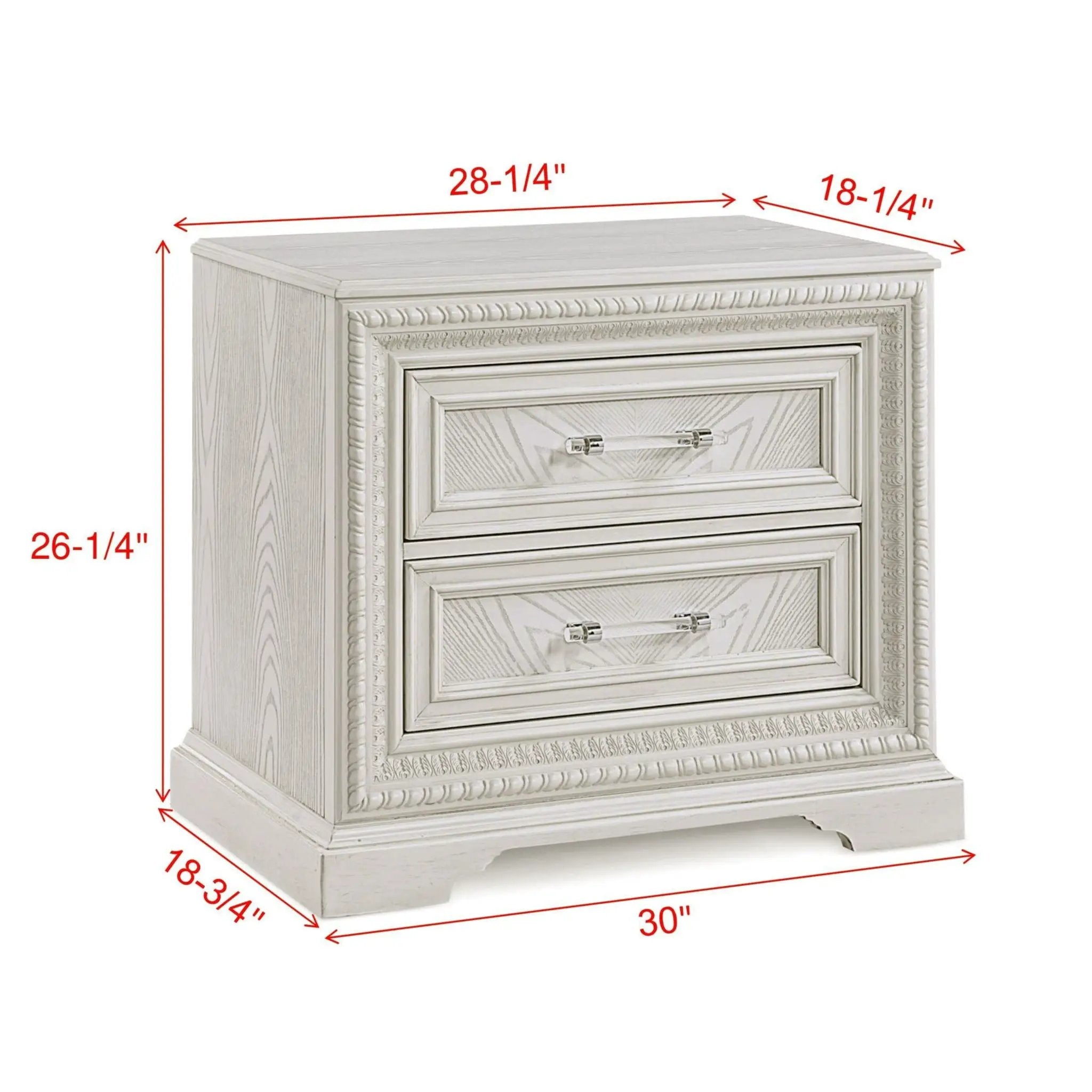 2 Drawer Storage Nightstand Bedroom Furniture - Antique White by Unique Piece Furniture
