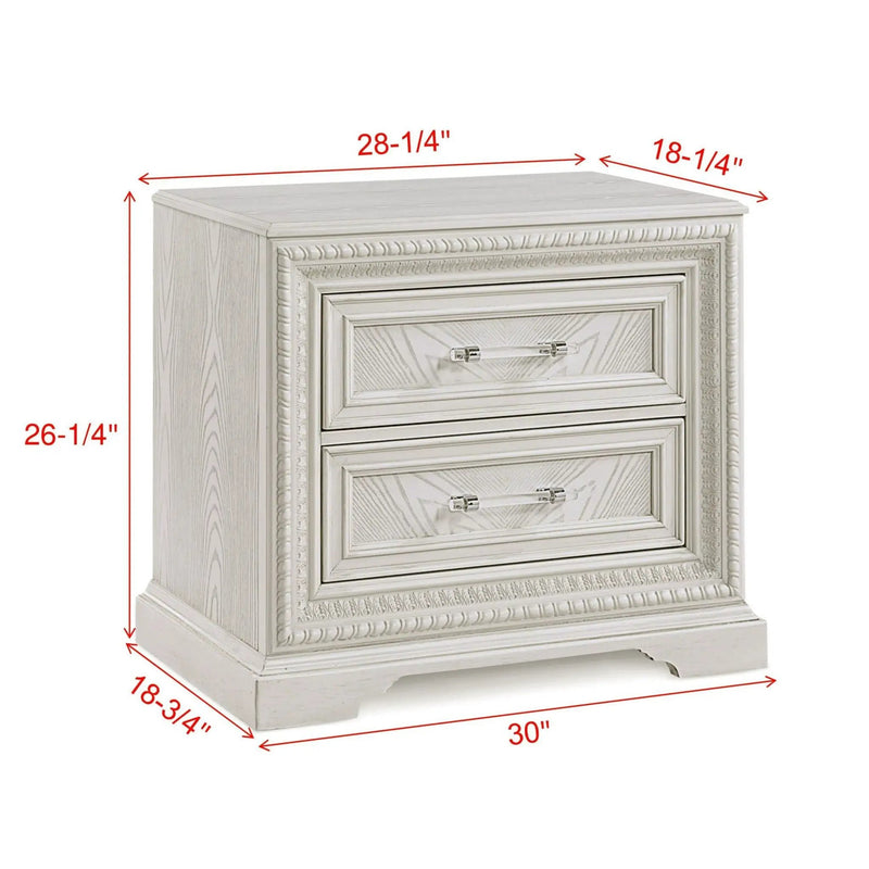 2 Drawer Storage Nightstand Bedroom Furniture - Antique White by Unique Piece Furniture