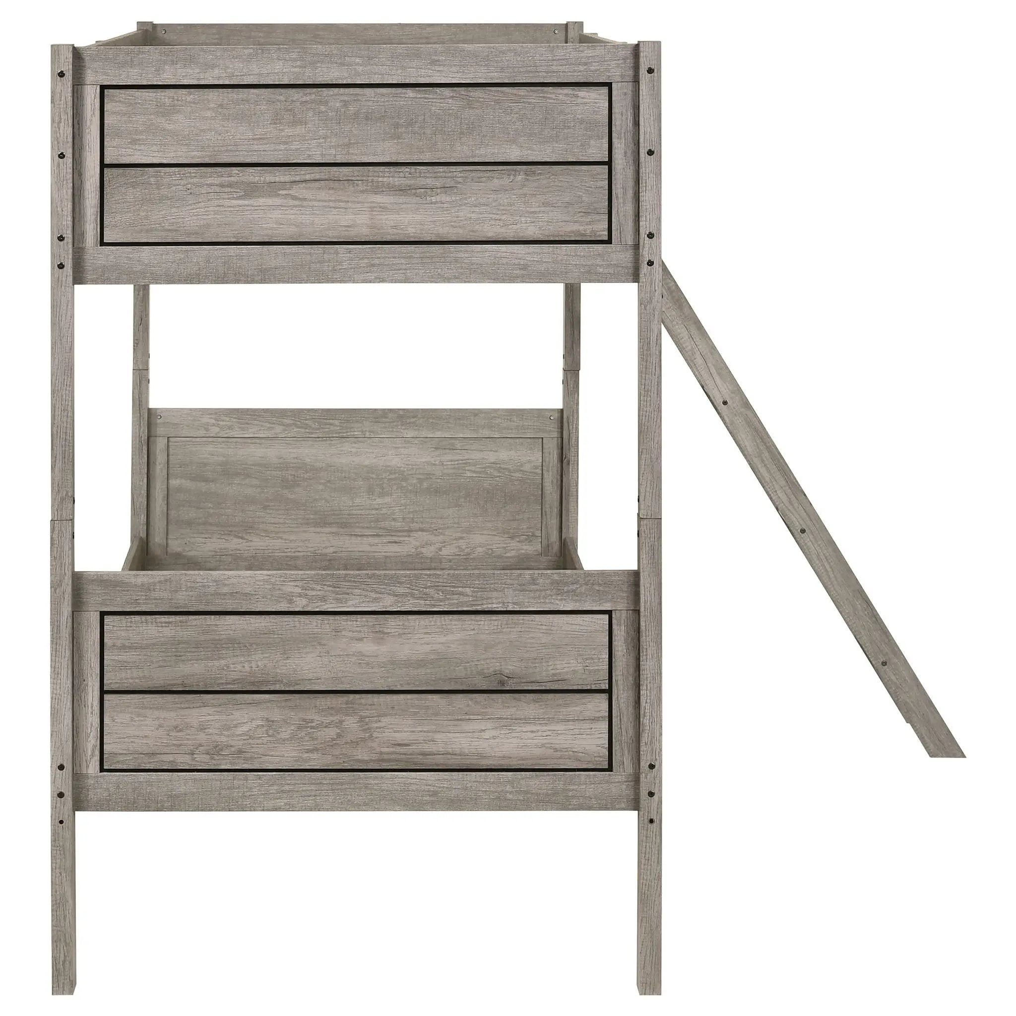 Ryder Wood Twin Over Twin Bunk Bed Weathered Taupe by Unique Piece Furniture