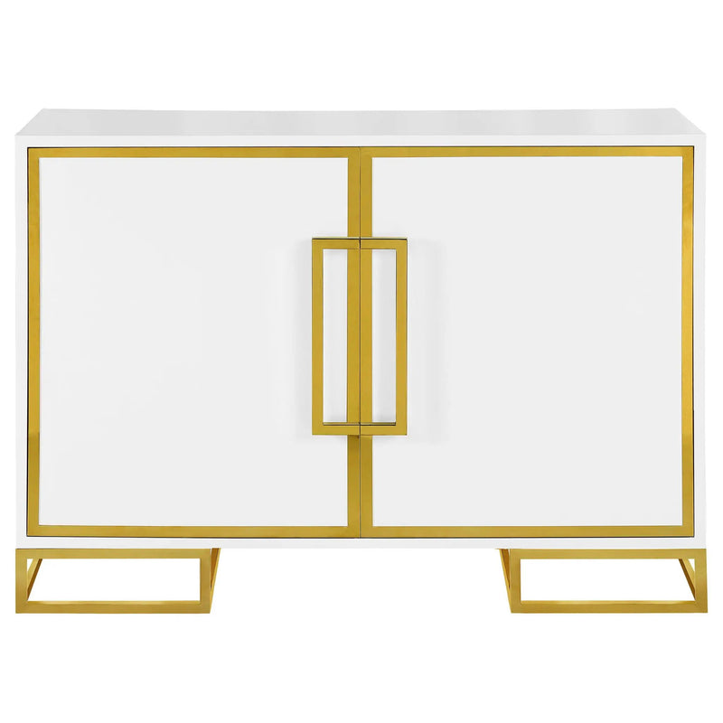 Elsa 2-door Wood Storage Accent Cabinet White and Gold by Unique Piece Furniture