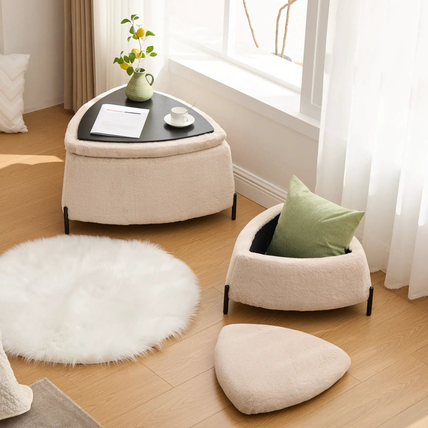 Upholstered Storage Ottoman Set With Reversible Lid by Unique Piece Furniture
