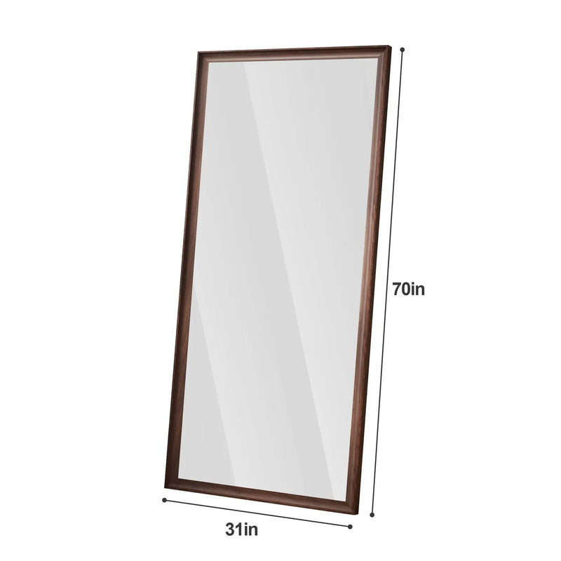 Vintage Full Length Mirror Wall Mounted With Faux Wooden Frame - Brown by HouseOfZazla