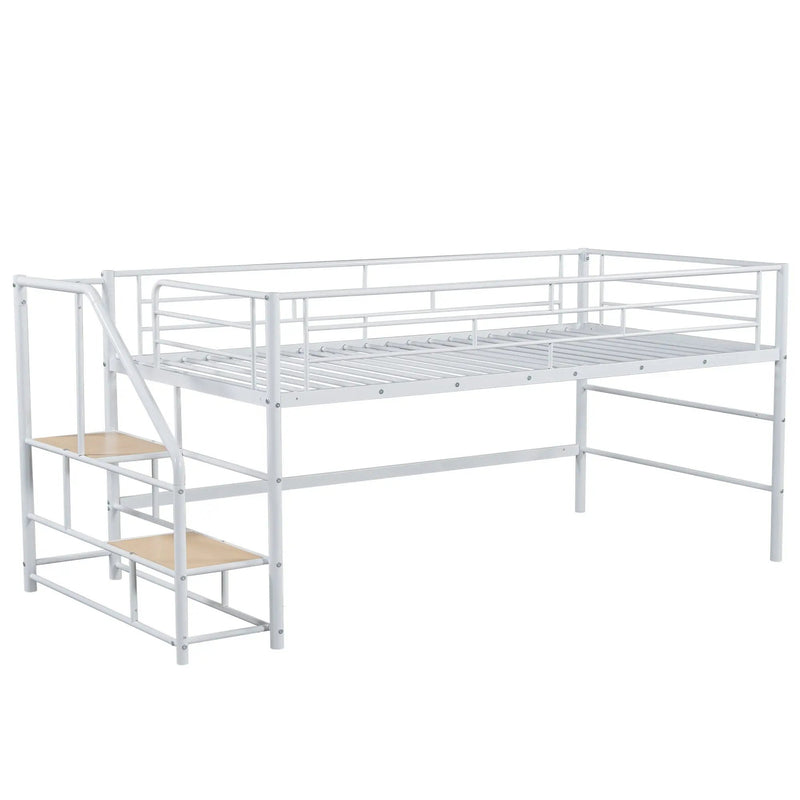 Loft Bed With Storage Stairs And Metal Frame by HouseOfZazla