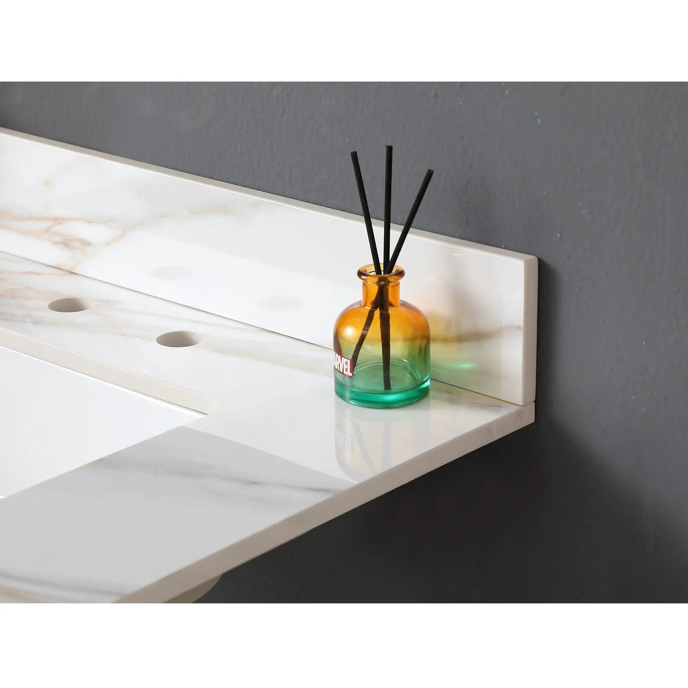 Vanity Top With Undermount Sink And Backsplash, Sintered Stone by HouseOfZazla
