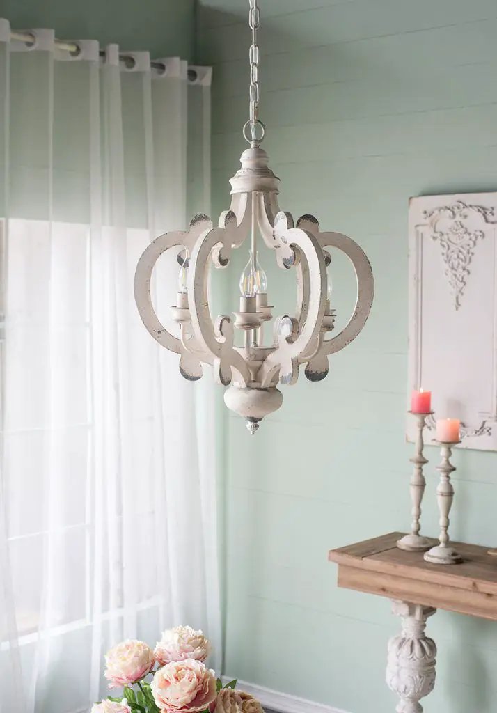 Farmhouse Chandelier, 6 Light Wood Chandelier Pendant Light Fixture With Adjustable Chain For Dining Room Living Room Entryway, Bulb Not Included by HouseOfZazla