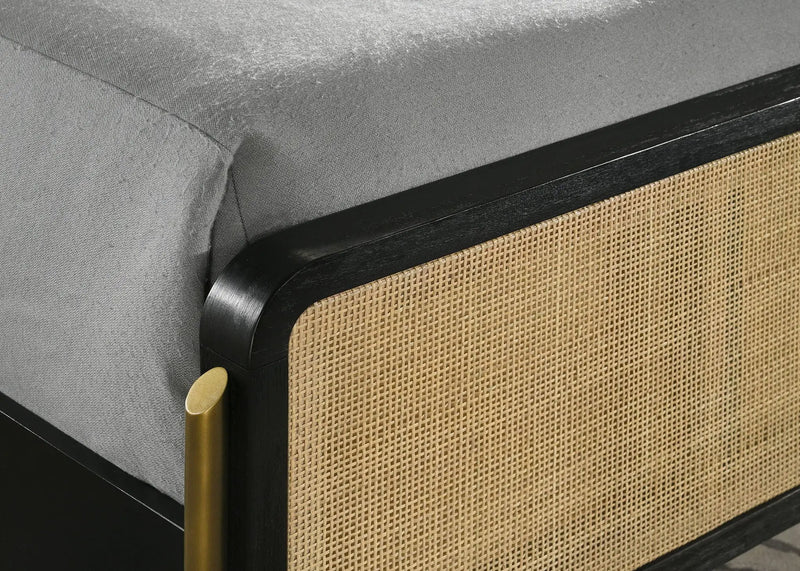 Arini Rattan Eastern King Panel Bed Black and Natural by Unique Piece Furniture