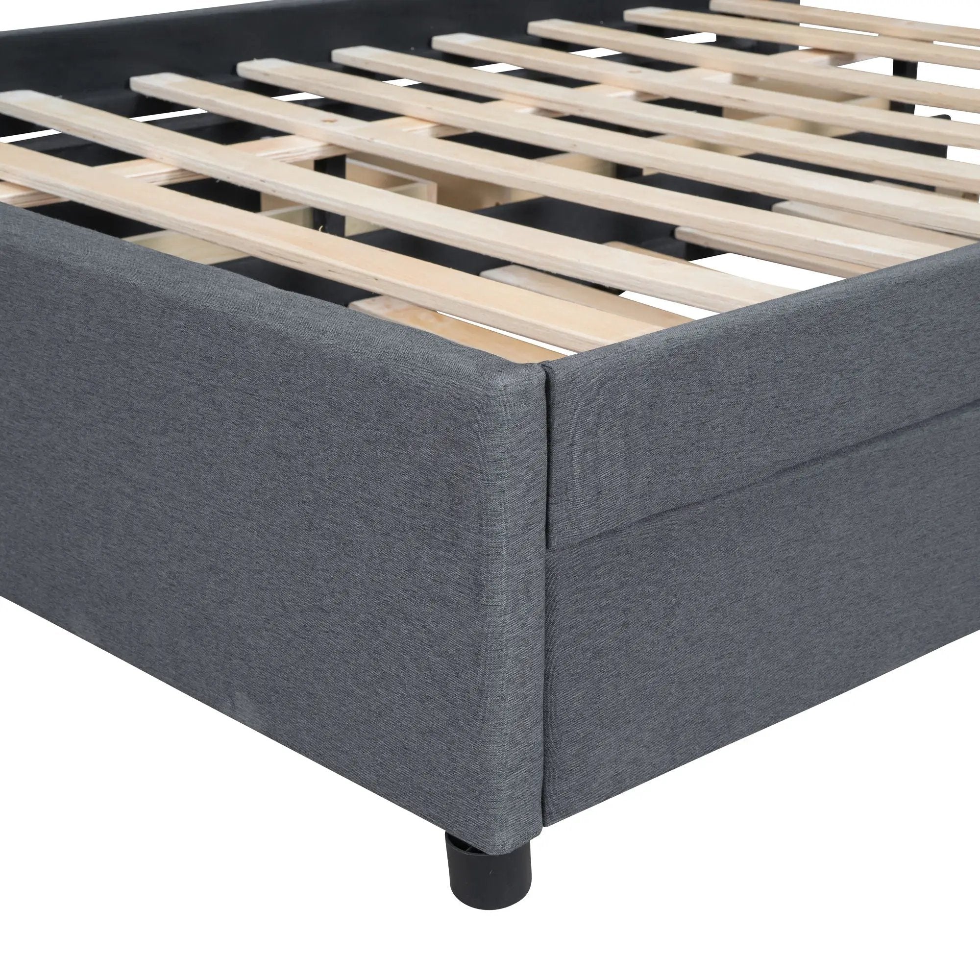 Upholstered Platform Bed With Brick Pattern Headboard And Twin Long Size Trundle by HouseOfZazla