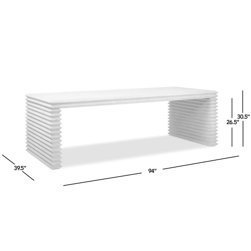 Veda - Geometric Waterfall Dining Table - White by HouseOfZazla
