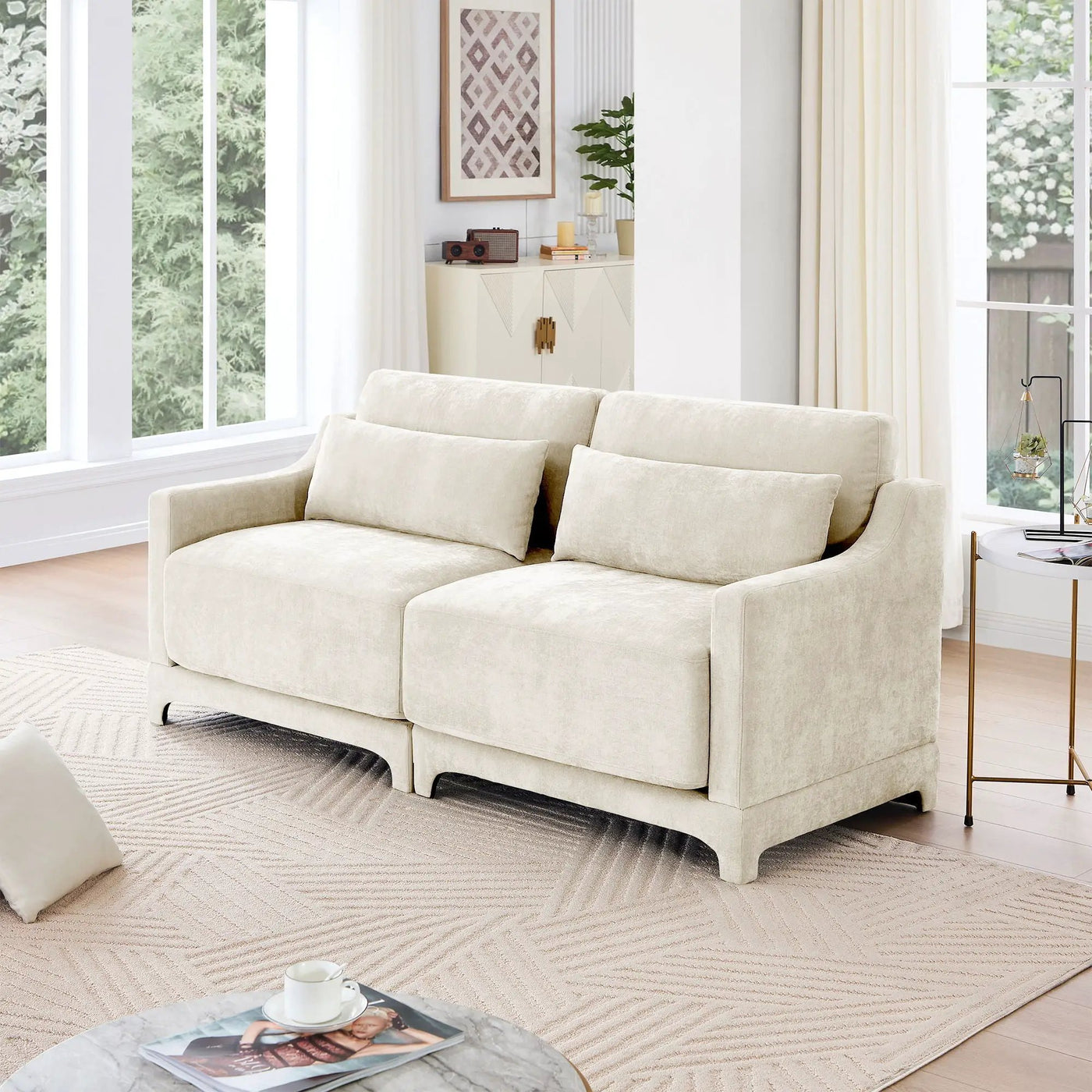 Elegant Sofa With Ergonomic Design And Lumbar Pillows by Unique Piece Furniture