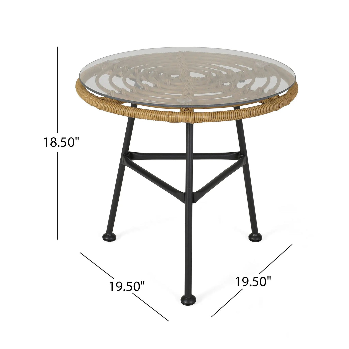 Petrichor Outdoor Side Table with Tempered Glass and Steel Frame by HouseOfZazla