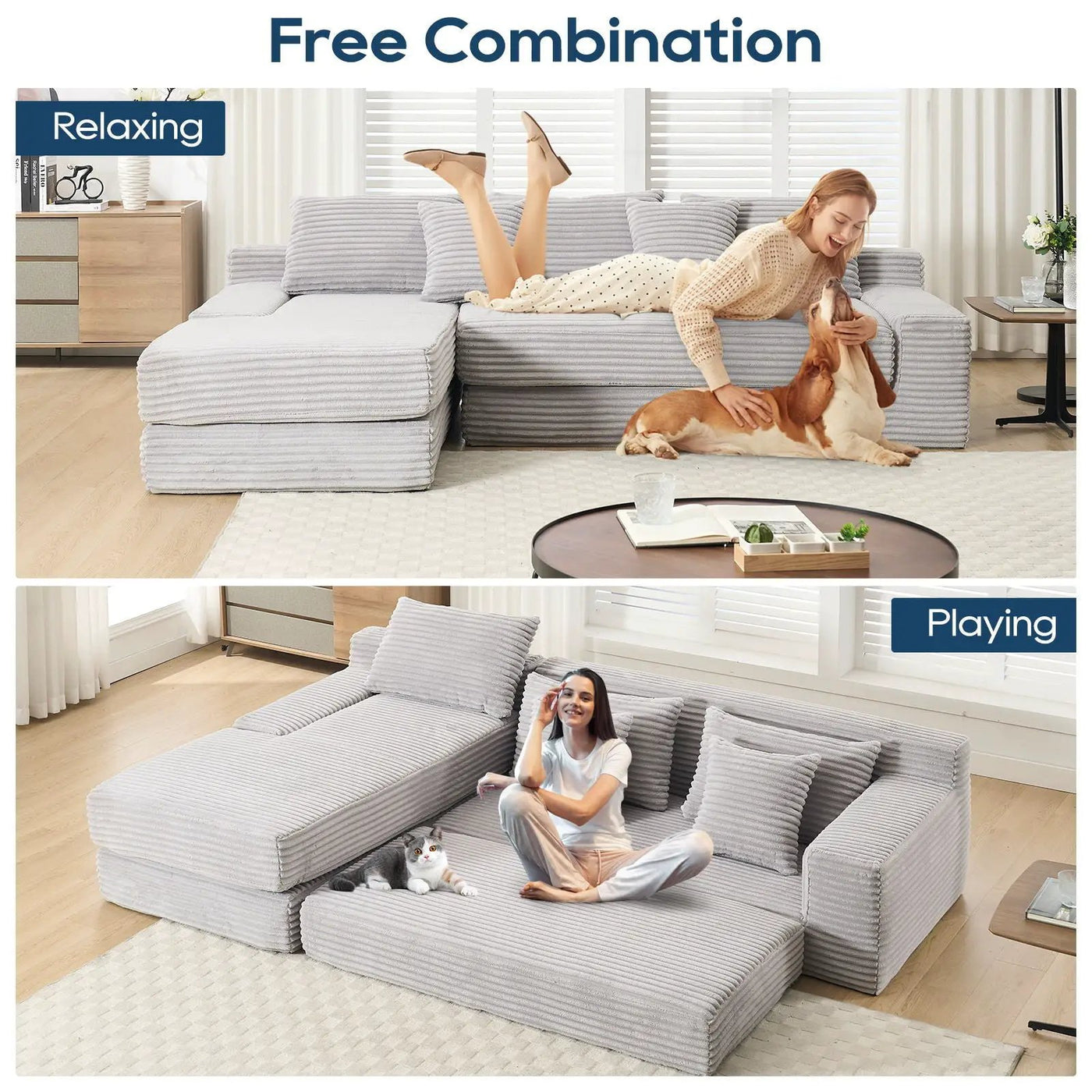 Modern L - Shaped Sectional Couch With Memory Foam by Unique Piece Furniture