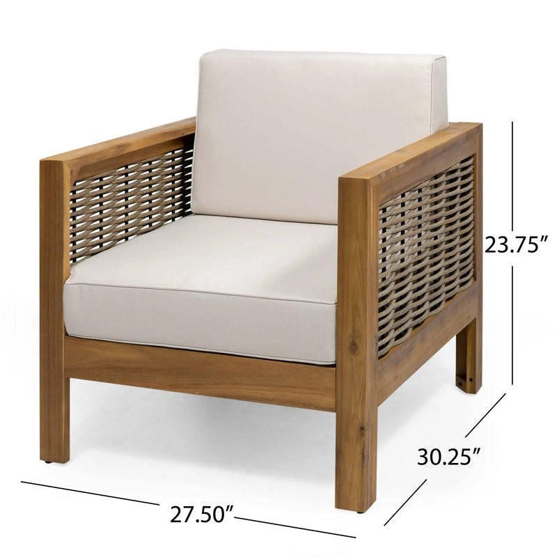 Outdoor Acacia Wood Club Chair With Wicker Accents by HouseOfZazla